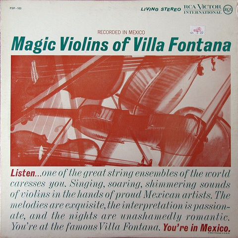Los Violines Magicos De Villafontana ‎– Magic Violins Of Villa Fontana - VG+ LP Record 1961 RCA Victor USA - Latin / Jazz / Easy Listening