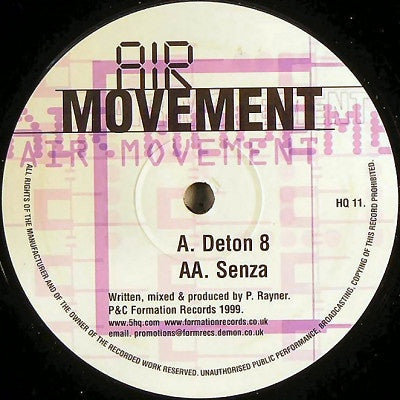 Air Movement ‎– Deton 8 / Senza -VG+ 12" Single Record 1999 5HQ UK Import Vinyl - Drum n Bass