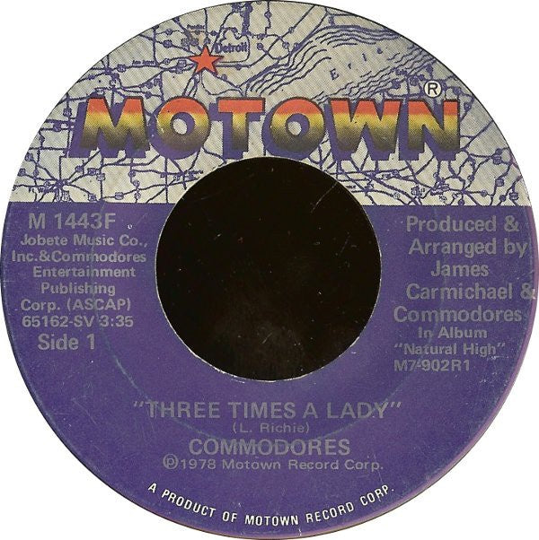 Commodores ‎- Three Times A Lady / Look What You've Done To Me - VG+ 7" Single 45 Record 1978 USA - Soul - Shuga Records