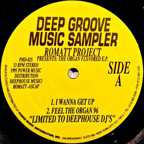 Romatt Project ‎– The Organ Flavored E.P. - Mint- 12" Single 1995 USA - House