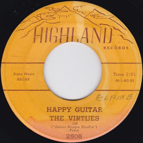 The Virtues ‎– Happy Guitar / Bye Bye Blues VG 7" Single 45 rpm 1960 Highland USA - Rock