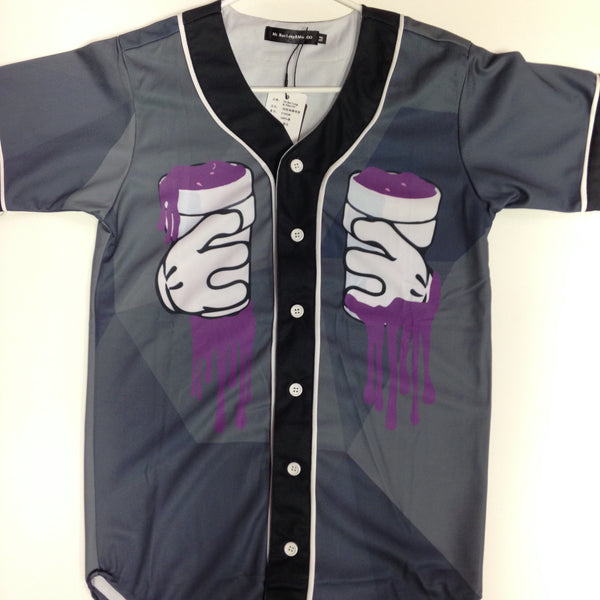 Mr. Bao Long & Miss.GO - Black and Gray Purple Drank Button Down Jersey - Shuga Records