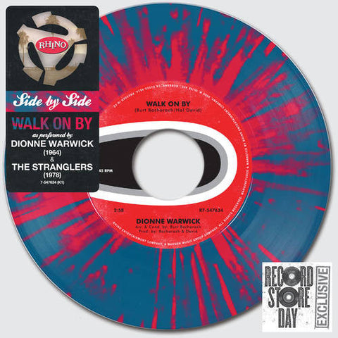 Dionne Warwick / The Stranglers - Walk on By - New 7" Vinyl 2015 RSD Exclusive 'Side by Side ' Series on Blue / Magenta Splatter Vinyl