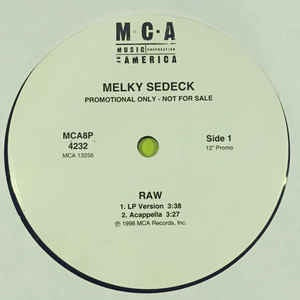 Melky Sedeck ‎– Raw - Mint- 12" Single Record - 1998 USA MCA Vinyl - RnB - Shuga Records