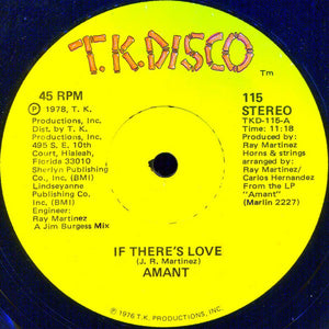 Amant ‎– If There's Love / Hazy Shades Of Love VG+ 12" Single 45RPM Stereo 1978 T.K. Disco USA - Disco