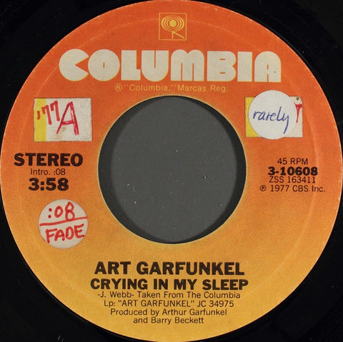 Art Garfunkel - Crying In My Sleep / Mr. Shuck 'N' Jive - VG+ 7" Single 45RPM 1977 Columbia USA - Pop