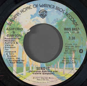 Ashford & Simpson ‎– Send It / Couldn't Get Enough VG+ - 7" Single 45RPM 1977 WB USA - Soul