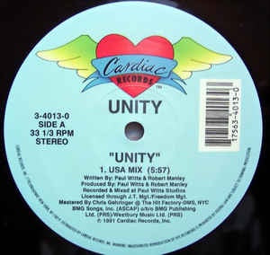 Unity - Unity - VG+ 12" Single 1991 Cardiac Records USA - Electronic / House