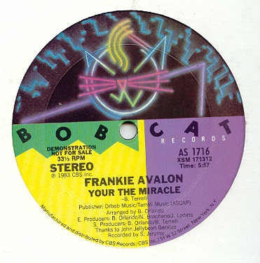 Frankie Avalon ‎– Your The Miracle - VG+ Promo 12" Single 1983 USA - Synth-pop / Disco