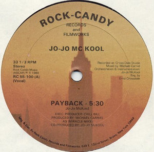 Jo-Jo MC Kool ‎– Payback - VG+ 12” Single Record 1988 USA Original Vinyl - Freestyle - Shuga Records