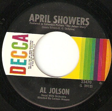 Al Jolson ‎– April Showers / Swanee VG+ 7" Single 45rpm Decca USA - Pop