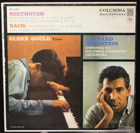 Glenn Gould & Leonard Bernstein-  Beethoven / Bach: Concerto No. 2 & Concerto No. 1 - VG+ 1957 Mono (Original Press 6 Eye Label) USA - Classical/Piano