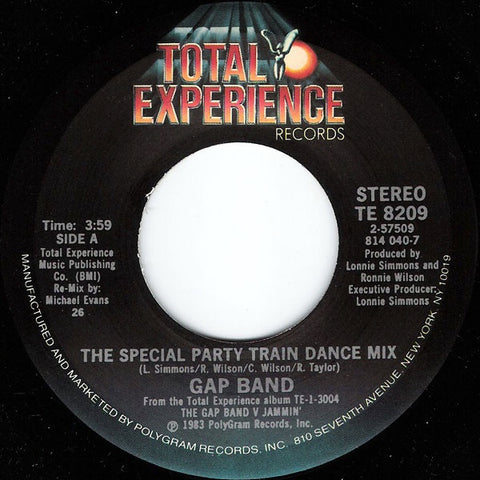 Gap Band ‎– Party Train (The Special Party Train Dance Mix) - VG+ 45rpm 1983 USA Total Experience Records - Electronic / Synth-Pop / Funk
