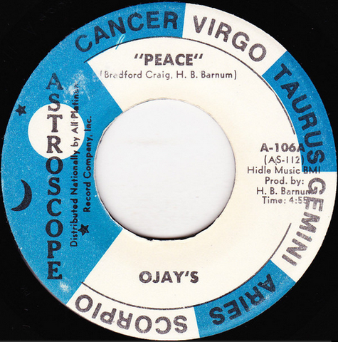 Ojay's ‎– Peace / Wisdom Of A Child - VG 7" Single 45rpm 1972 Astroscope USA - Funk / Soul