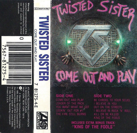 Twisted Sister ‎– Come Out And Play - Used Cassette Tape Atlantic 1985 USA - Rock / Hard Rock
