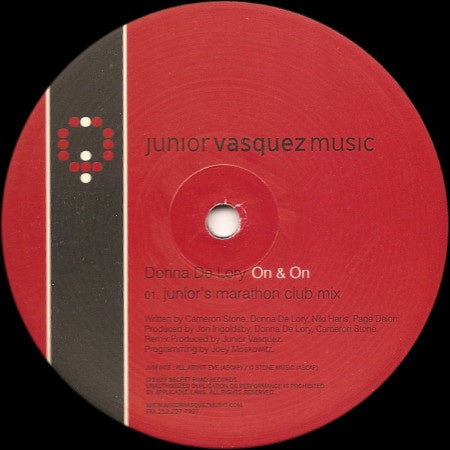 Donna de Lory ‎– On & On - VG+ 12” Single Record 2000 USA Original Vinyl - House