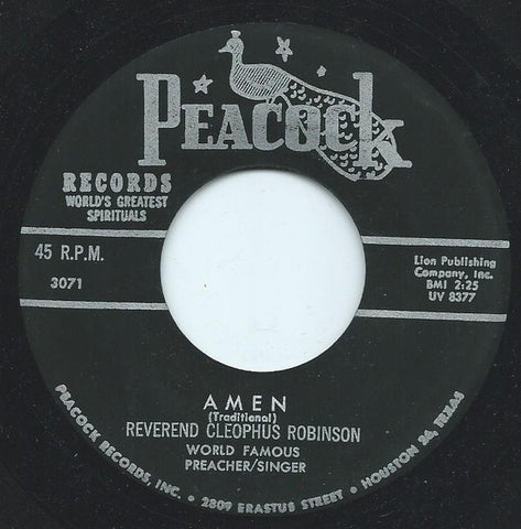 Reverend Cleophus Robinson ‎– Silent Night / Amen VG 7" Single 45rpm Peacock USA - Soul / Gospel