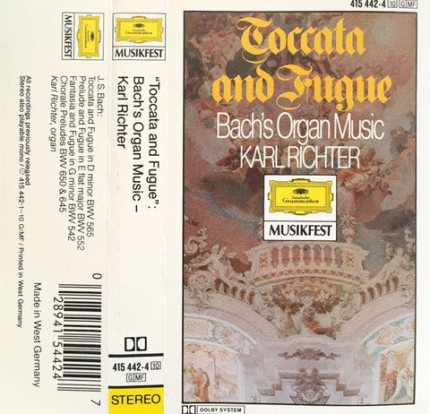 Karl Richter ‎– Toccata And Fugue (Bach's Organ Music) - Sealed Cassette Deutsche Grammopho German Import Tape - Classical / Baroque