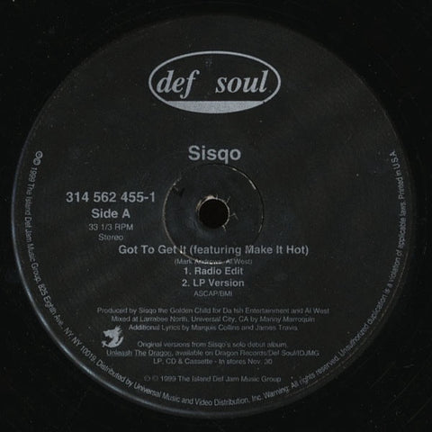 Sisqo ‎– Got To Get It - Mint- 12" Single Promo 1999 USA - Hip Hop / RnB