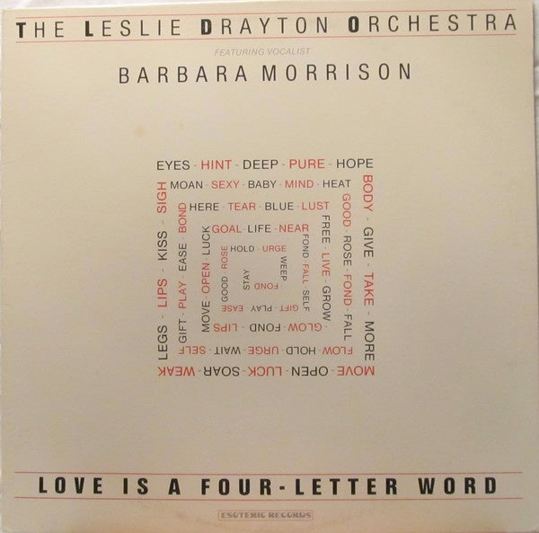 The Leslie Drayton Orchestra Featuring Barbara Morrison ‎– Love Is A Four-Letter Word - VG Lp Record 1986 USA Vinyl - Jazz - Shuga Records