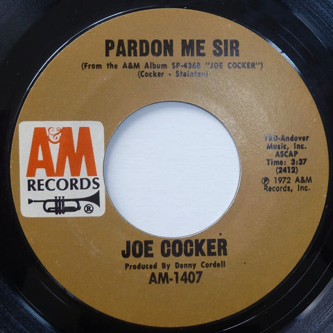 Joe Cocker - Pardon Me Sir / St. James Infirmary Blues - Mint- 7" Single 45RPM 1872 A&M USA - Rock
