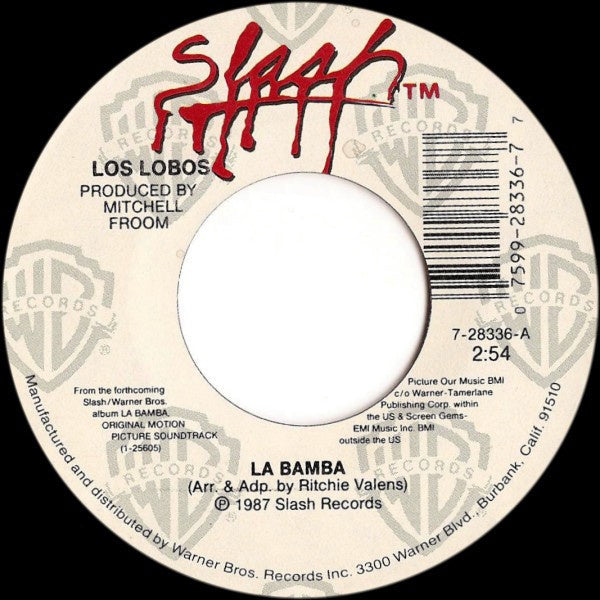 Los Lobos - La Bamba / Charlena - VG+ 7" Single 45RPM 1987 Slash USA - Pop - Shuga Records