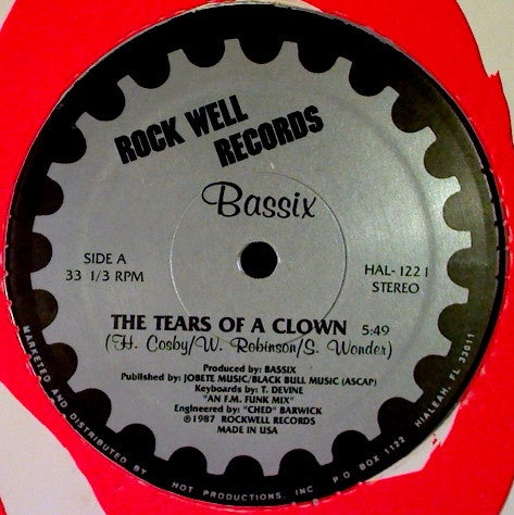 Bassix ‎– The Tears Of A Clown - Mint- 12" Single 1987 USA - Electro / Hi NRG