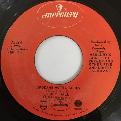 Tom T. Hall ‎– Watergate Blues / Spokane Motel Blues - VG+ 7" Single 45RPM 1973 Mercury USA - Folk / Country