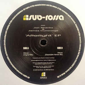 Jon Shanks & James Cummings ‎– Afterlight EP - New 12" Single 2003 UK Sub-Rossa Vinyl - Deep House