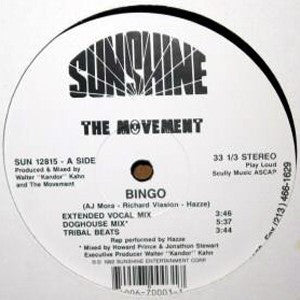 The Movement - Bingo VG+ - 12" Single 1992 Sunshine Entertainment USA - Techno
