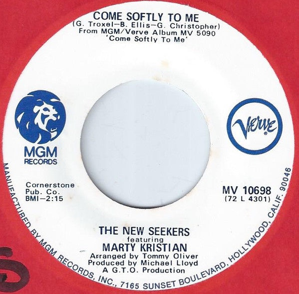 The New Seekers ‎– Come Softly To Me / Unwithered Rose VG+ 7" Single 45rpm 1972 MGM USA - Pop - Shuga Records