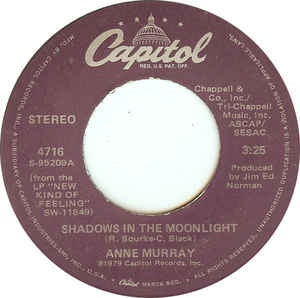 Anne Murray ‎- Shadows In The Moonlight / Yucatan Cafe - VG+ 7" 45 Single 1979 USA - Country Rock
