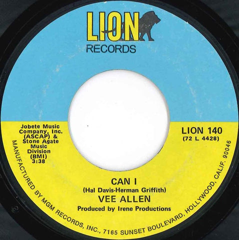 Vee Allen - Can I / Cheating Is A No No - VG 7" Single 45RPM 1973 Lion USA - Funk / Soul