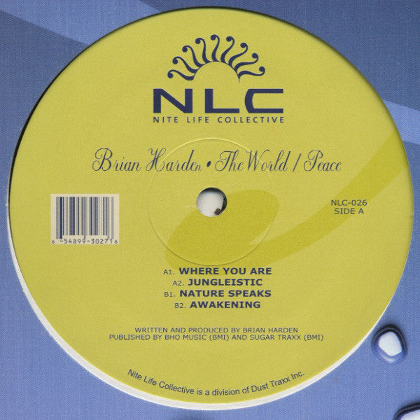 Brian Harden - The World / Peace - New 12" Single Record 2001 Nite Life Collective Dust Traxx Vinyl - Chicago House / Deep House - Shuga Records