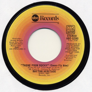 Rhythm Heritage ‎- Theme From Rocky (Gonna Fly Now) / Last Night On Earth - VG+ 45rpm 1977 USA - Soundtrack / Disco