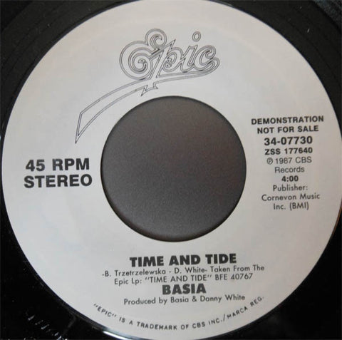 Basia ‎– Time And Tide - Mint- Promo 45 rpm 1987 Epic USA - Synth-Pop