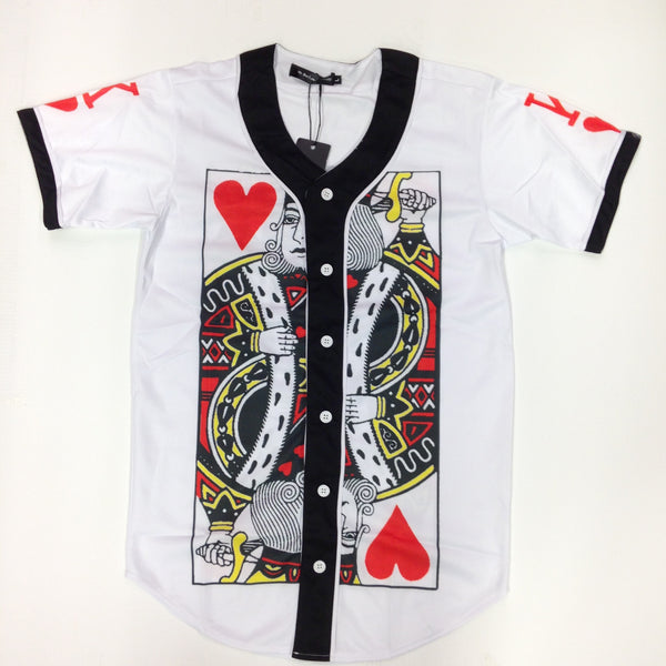 King Of Hearts - White Button Down Jersey - Shuga Records