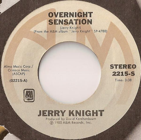 Jerry Knight ‎– Overnight Sensation / Freek Show VG+ - 7" Single 45RPM 1980 A&M USA - Funk/Soul