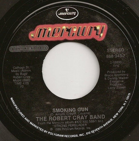The Robert Cray Band ‎– Smoking Gun / Fantasized - VG+ 7" Single 45rpm 1986 Mercury (Hightone) US - Blues Rock