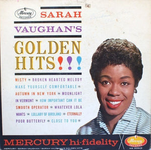Sarah Vaughan ‎– Sarah Vaughan's Golden Hits - VG+ Lp Record 1961 USA Mono Original Vinyl - Jazz / Vocal - Shuga Records