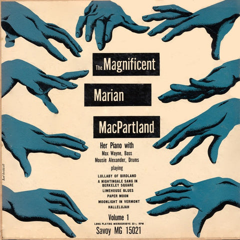 Marian McPartland With Max Wayne, Mousie Alexander ‎– The Magnificent Marian McPartland - Volume 1 - VG+ 10" Lp Record 1953 Savoy USA Mono Vinyl - Jazz