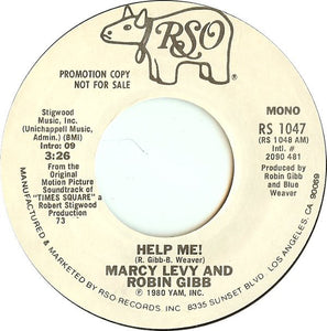 Marcy Levy And Robin Gibb - Help Me! Stereo/Mono Promo Mint- - 7" Single 45RPM 1980 RSO USA - Pop