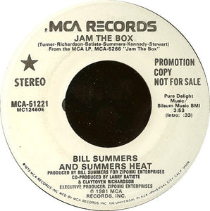 Bill Summers And Summers Heat ‎– Jam The Box - VG 7" Promo Single Used 45rpm 1981 MCA USA - Disco