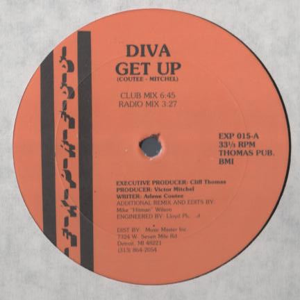 Diva - Get Up - Mint- 12" Single Record 1989 Express USA Detroit Vinyl - Acid House / Hip-House - Shuga Records
