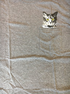 Starman Press Hidin'  Pocket Kitty Grey T-Shirt