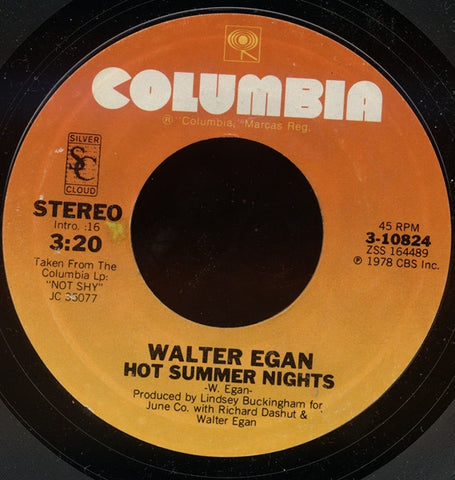 Walter Egan ‎– Hot Summer Nights / She's So Tough - MINT- 7" Single 45 rpm 1978 Columbia USA - Rock