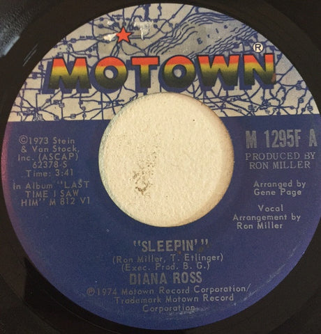 Diana Ross - Sleepin' / You - VG+ 7" Single 45RPM 1973 Motown USA - Funk / Soul