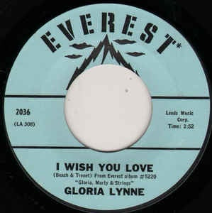 Gloria Lynne - I Wish You Love / Through A Long And Sleepless Night - VG+ 7" Single 45RPM 1963 Everest USA - Funk / Soul
