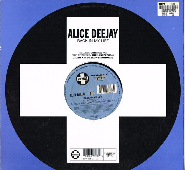 Alice Deejay ‎– Back In My Life - 12" Single Record 1999 UK Import Vinyl - Trance