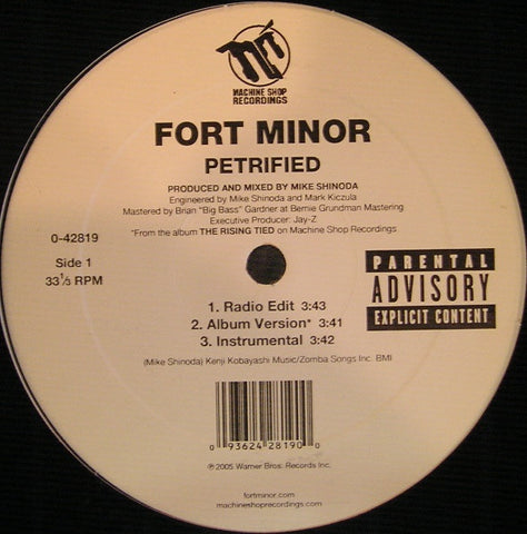 Fort Minor ‎- Petrified / Remember The Name - VG+ 12" Single 2005 USA - Rap / Hip Hop